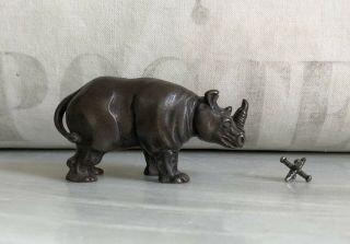 Great Antique Cast Iron Arcade Figural Rhino Still Bank 2