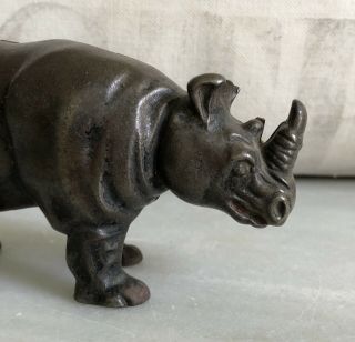 Great Antique Cast Iron Arcade Figural Rhino Still Bank 3