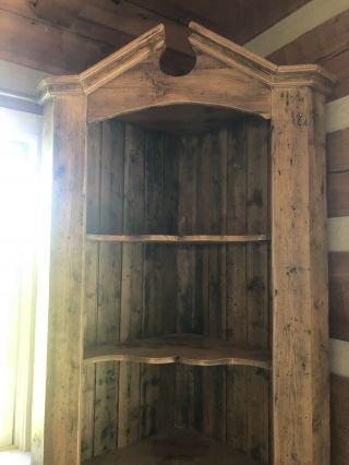 Antique English Pine Corner Cupboard Cabinet 2