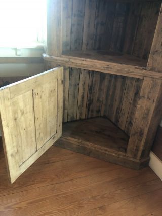 Antique English Pine Corner Cupboard Cabinet 4