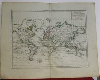 1797 Mentelle & Chanlaire Unusual Antique World Map On Mercator 