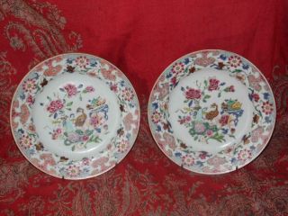 Fine Chinese 18thc Yongzheng Ruancai Famille Rose Export Plates Perfect