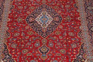 Vintage Handmade Traditional Floral Red 10x13 Kaashan Persian Oriental Area Rug 3