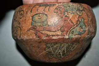 ORIG $1099 WOW PRE COLUMBIAN MAYAN BOWL,  glyphs 8in PROV 3