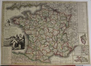 France Northwestern Italy 1797 Chaumier & Basset Unusual Antique Road Map