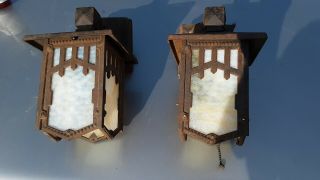 Antique Herwic Exterior Wall Porch Vintage Lantern Sconce Light Stained Glass
