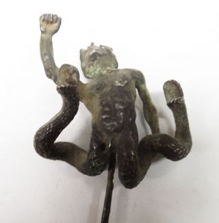 Ancient Artifact Greece Silver Massive Statuette Giant With Snakes Legs