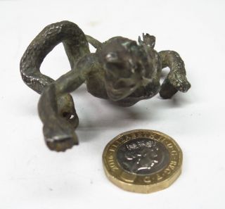 ANCIENT ARTIFACT GREECE SILVER MASSIVE STATUETTE GIANT WITH SNAKES LEGS 4