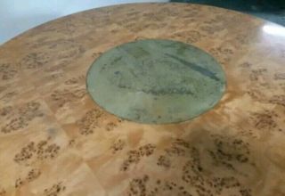 Mid century Round Dining table by Willy Rizzo Burl Amboyna & brass italy 1970s 3