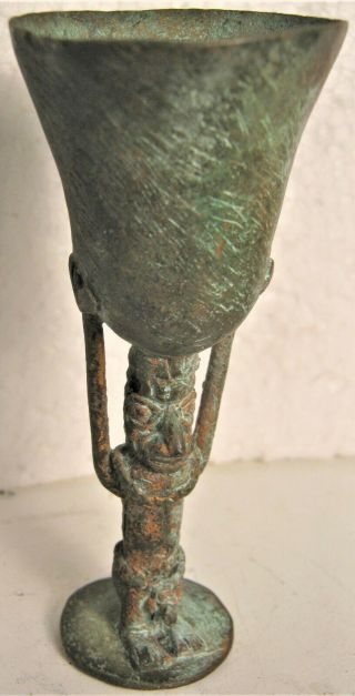Vintage Benin Bronze Goblet Obtained In 1887 By A Member Of The Royal Navy