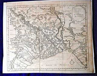 1761 Gulf Bengal Bangladesh India Antique Map Detailed Many Names Large 12x14 "