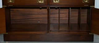 RECORD PLAYER MEDIA CUPBOARD SIDEBOARD HOUSED IN MILITARY CAMPAIGN DRAWERS 12