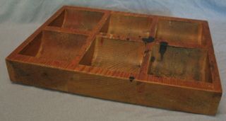 Very Old Wooden Box/tray W/6 Compartments 10 X 14 Inches Heavy And Patina