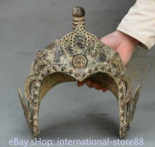 8 " Old Chinese Bronze Ware Dynasty Palace General Flames Of War Helmet Casque