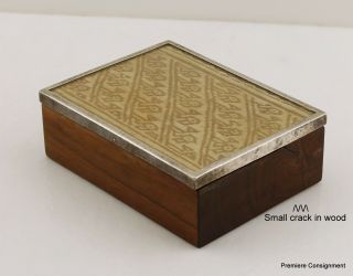 Pre - Columbian Peru Tapestry Encased in Sterling Silver,  Glass Lid Handmade box 5