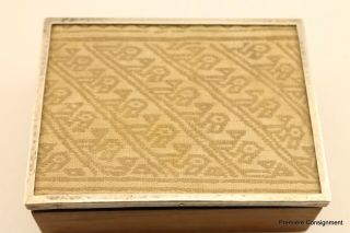 Pre - Columbian Peru Tapestry Encased in Sterling Silver,  Glass Lid Handmade box 8