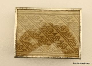 Pre - Columbian Peru Tapestry Encased in Sterling Silver,  Glass Lid Handmade box 9