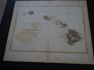 Antique Map " Map Of Hawaiian Group Or Sandwich Islands By The U.  S.  Ex.  Ex.  1841 "