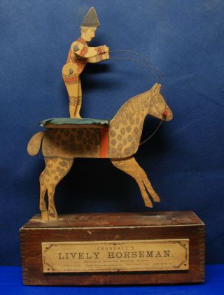 Antique Wooden Pull Toy – Charles M.  Crandall – “crandall’s Lively Horseman”