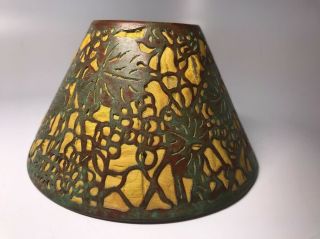 Early Tiffany Studios Bronze Grapevine Candle Shade Mica Fabric Liner