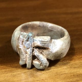 Ancient Egyptian Faience Ring Ushabti Amulet Talisman Mummy Pendant Eye Artifact