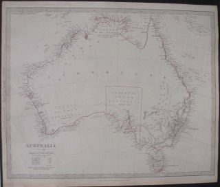 1844 Map Australia Tasmania In 1839 Unexplored Unmapped Territory Map