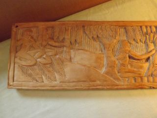 Vintage Ngkeklau Wood Story Board 7 " X 45  The Deceived Husband " Hand Carved