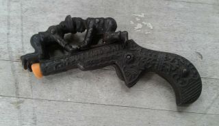 Antique Rare Early Cast Iron Butting Match Cap Gun