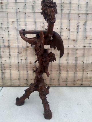 Victorian Italian Fantasy Carved Figural Goth Winged Griffin Pedestal/Plantstand 11