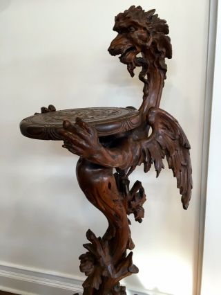 Victorian Italian Fantasy Carved Figural Goth Winged Griffin Pedestal/Plantstand 3