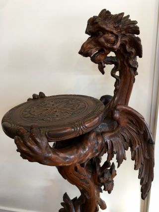 Victorian Italian Fantasy Carved Figural Goth Winged Griffin Pedestal/Plantstand 5
