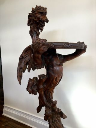 Victorian Italian Fantasy Carved Figural Goth Winged Griffin Pedestal/Plantstand 6
