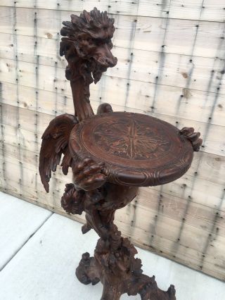 Victorian Italian Fantasy Carved Figural Goth Winged Griffin Pedestal/Plantstand 8