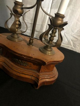 Mid Century Frederick Cooper Boudoir Candlestick Eglomise Shade Wood Lamp 2