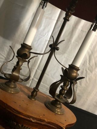 Mid Century Frederick Cooper Boudoir Candlestick Eglomise Shade Wood Lamp 4
