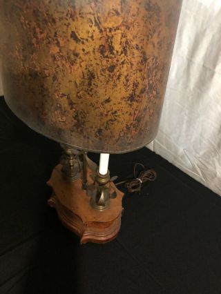 Mid Century Frederick Cooper Boudoir Candlestick Eglomise Shade Wood Lamp 9