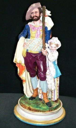 ANTIQUE FRENCH SEVRES QTY LIMOGES MAN FATHER WITH DAUGHTER PORCELAIN FIGURINE 2