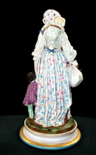 ANTIQUE FRENCH SEVRES QTY LIMOGES LADY MOTHER WITH BABY KIDS PORCELAIN FIGURINE 5
