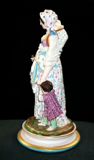 ANTIQUE FRENCH SEVRES QTY LIMOGES LADY MOTHER WITH BABY KIDS PORCELAIN FIGURINE 7