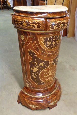 Exceptional Louis Xv Carrara Marble Top Inlaid Rosewood Stand