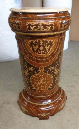 exceptional Louis xv Carrara marble top inlaid rosewood stand 2