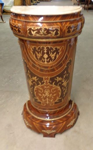 exceptional Louis xv Carrara marble top inlaid rosewood stand 3