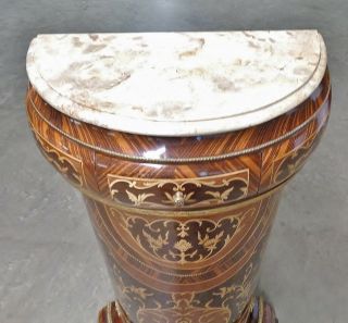 exceptional Louis xv Carrara marble top inlaid rosewood stand 7