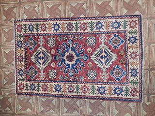 Hand Knotted Area Rug 3 ' x 4 ' Kazak Hard - wearing Carpet Antique Look 3