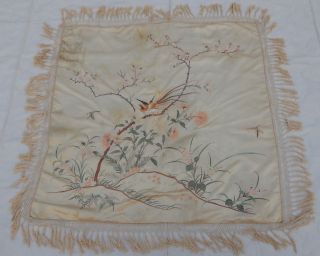 Antique Chinese 19thc Hand Embroidery Wall Hanging Panel Qing Dynasty 114x114cm