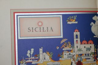 1939 Prof.  G.  De Agostini Milano Map Sicilia Sicily Italy Nicouline Rare Art 2