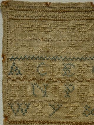 VERY SMALL LATE 18TH CENTURY ALPHABET SAMPLER BY PLEASANCE WARD - 1787 4