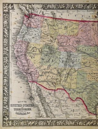 1864 Mitchell Map - United States Canada Indian Dakota Wyoming Indian Territory 2