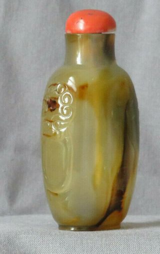 BANDED AGATE SNUFF BOTTLE QING DYNASTY,  18TH / 19TH CENTURY lion - mask handles 4