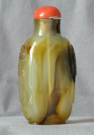 BANDED AGATE SNUFF BOTTLE QING DYNASTY,  18TH / 19TH CENTURY lion - mask handles 5